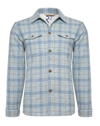 Check wool overshirt 018 - Light blue