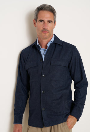 Wool blend jersey overshirt 010 - Navy