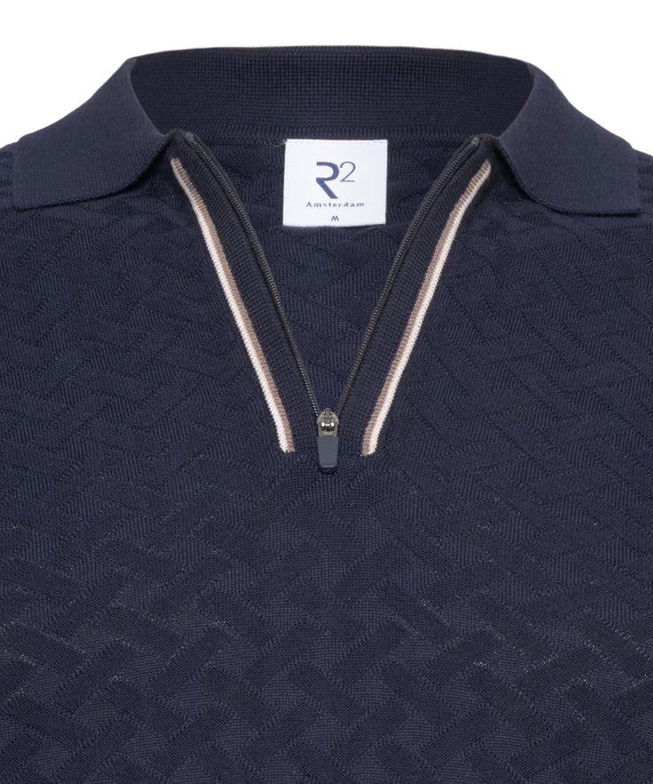 Modal blend long-sleeve polo 010 - Navy