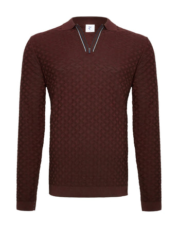 Modal blend long-sleeve polo 080 - Bordeaux