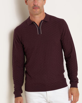 Modal blend long-sleeve polo 080 - Bordeaux