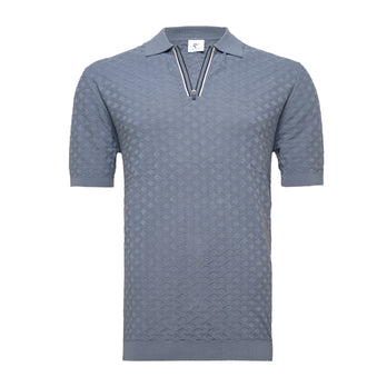Modal Blend Polo mit Reißverschluss 019 - Vintage blue