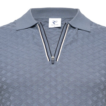 Modal Blend Polo mit Reißverschluss 019 - Vintage blue