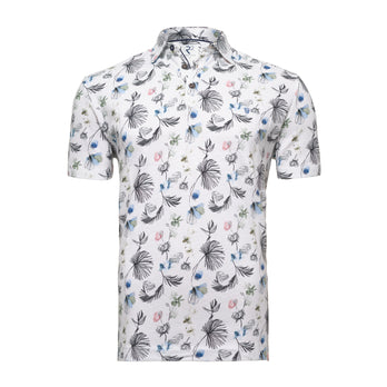 Blumen Auto-Print Leinen-Blend Polo 073 - Multicolour