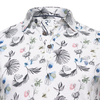 Blumen Auto-Print Leinen-Blend Polo 073 - Multicolour