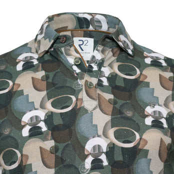 Graphic Print Leinen-Blend Polo 074 - Green