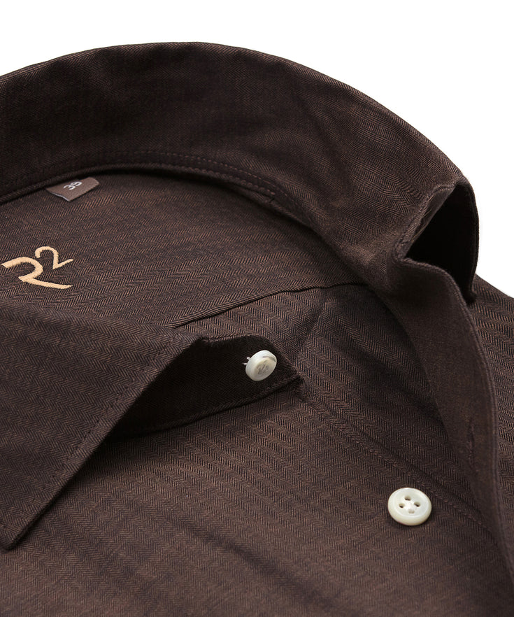 R2 Premium herringbone cotton shirt 042 - Taupe