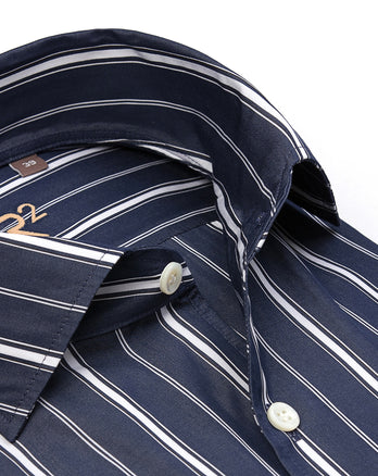 R2 Premium Multi-Stripe Baumwollhemd 010 - Navy