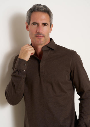 Shirtpolo chiné en single jersey 041 - Brown