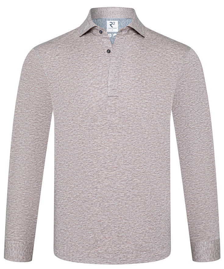 Melange single jersey shirtpolo 045 - Beige