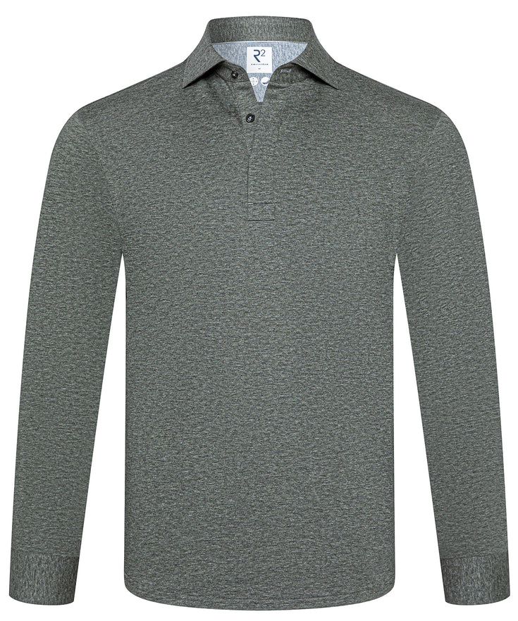 Melange single jersey shirtpolo 074 - Green