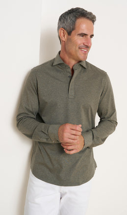 Polo-chemise single jersey chiné 074 - Green