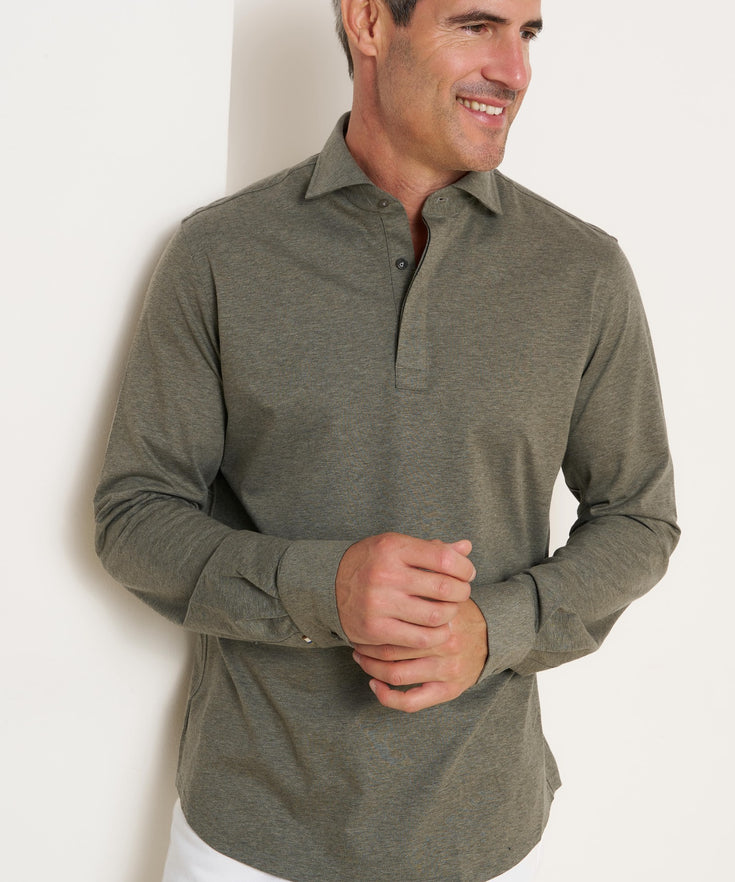 Melange single jersey shirtpolo 074 - Green