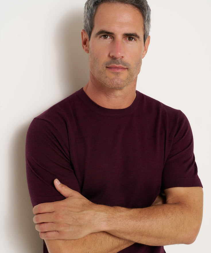 Merino wool T-shirt 080 - Bordeaux