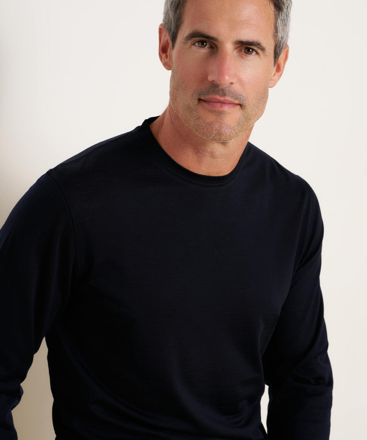 Wool stretch T-shirt 010 - Navy