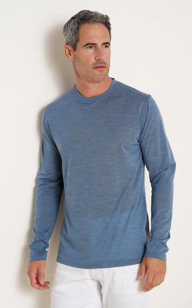 Woll-Stretch-T-Shirt 019 - Vintage blue