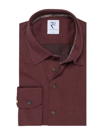 Visgraat flanel katoenen overhemd 080 - Bordeaux