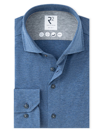 Melange single jersey overhemd 014 - Blue