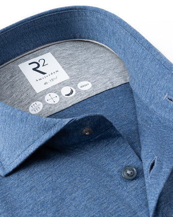 Melange single jersey overhemd 014 - Blue