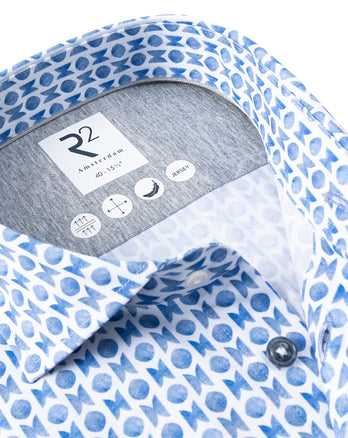 Symmetrical print single jersey shirt 018 - Light blue
