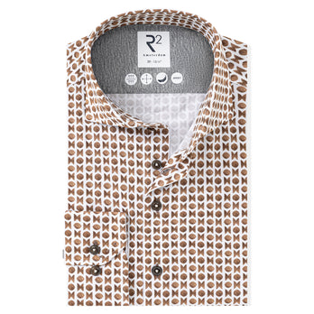 Symmetrisch print single jersey overhemd 042 - Taupe
