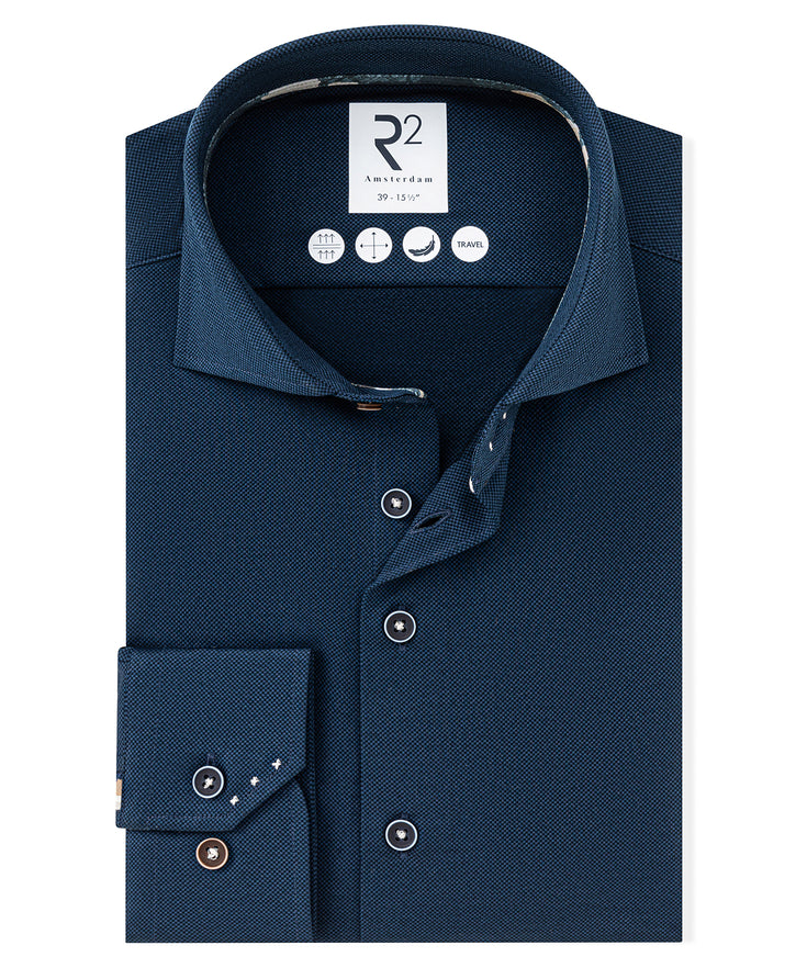 Travel shirt dobby 010 - Navy