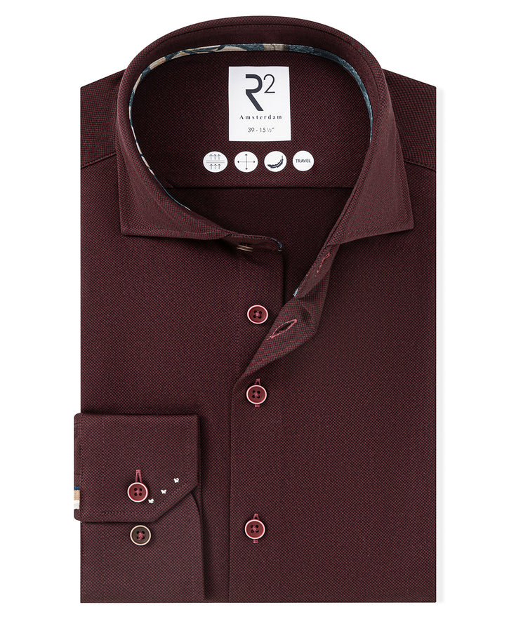Travel shirt dobby 080 - Bordeaux
