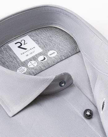 Travel shirt herringbone 028 - Grey