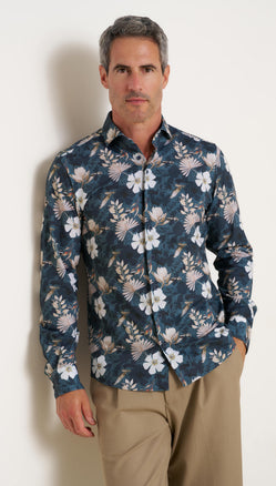 Sorona mix travel overhemd 010 - Navy