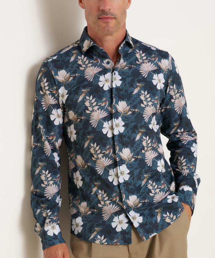 Travel shirt Sorona blend 010 - Navy