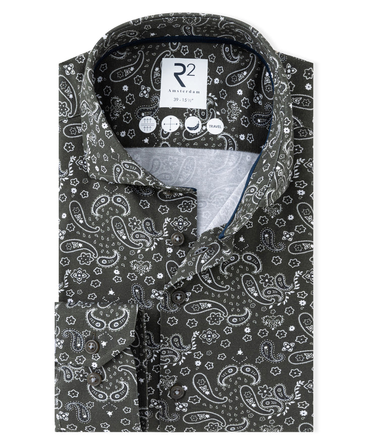 Travel shirt 070 - Dark green