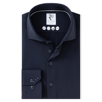 Seersucker overhemd 010 - Navy