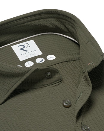 Seersucker shirt 070 - Dark green