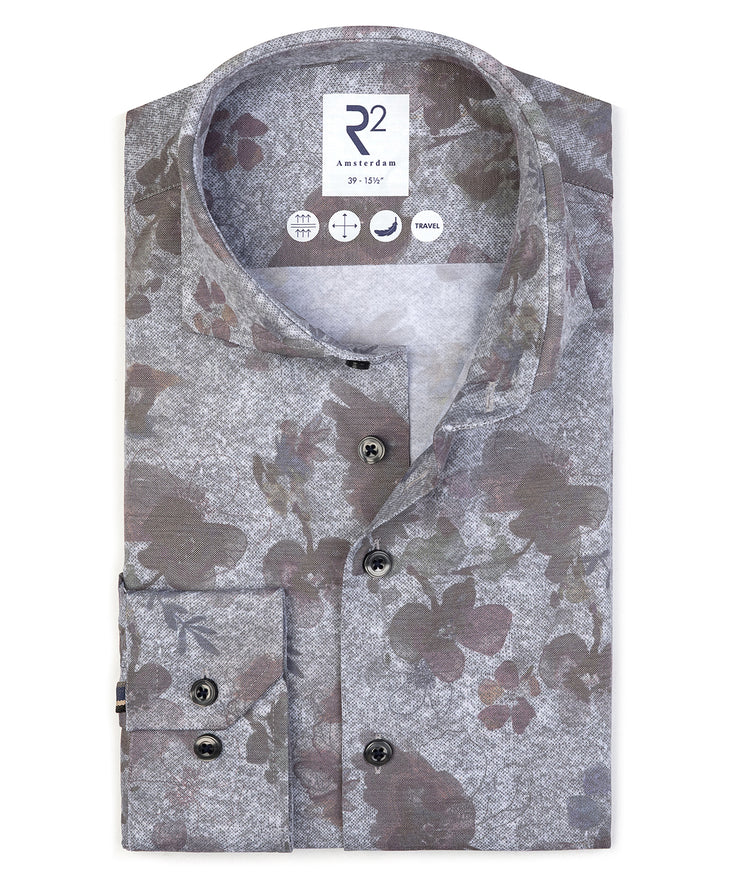 Floral print travel shirt 080 - Bordeaux