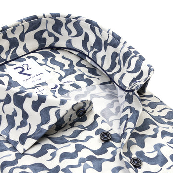 Wave print lyocell shirt 014 - Blue