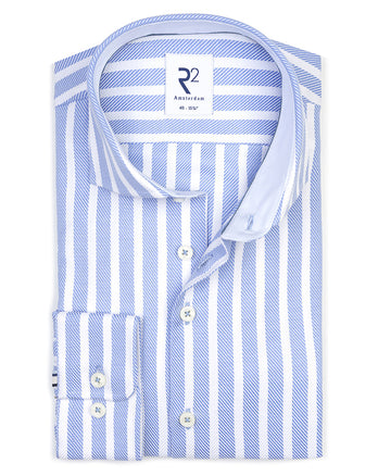 Striped cotton shirt 018 - Light blue