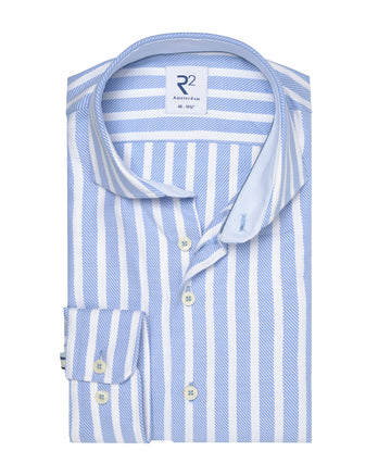 Striped cotton shirt 018 - Light blue