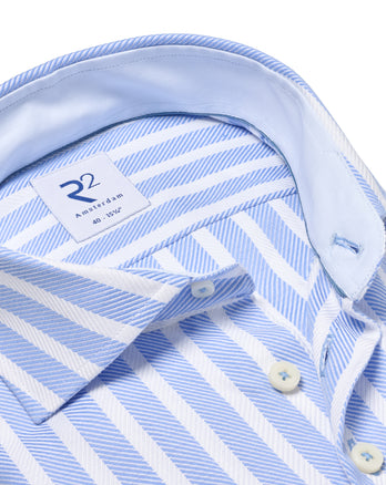 Striped cotton shirt 018 - Light blue