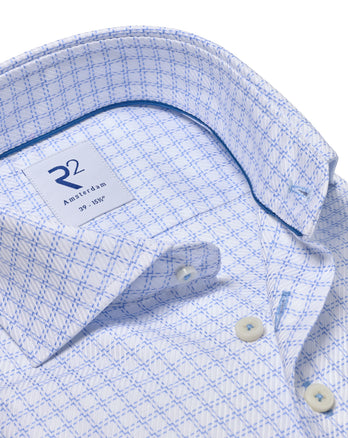 Check cotton shirt 018 - Light blue