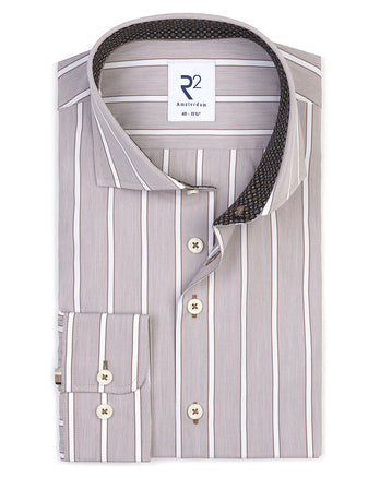 Gestreiftes Baumwollhemd 041 - Brown
