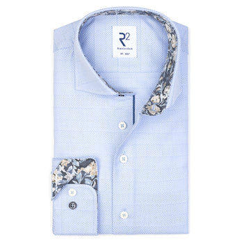 Herringbone cotton shirt 018 - Light blue