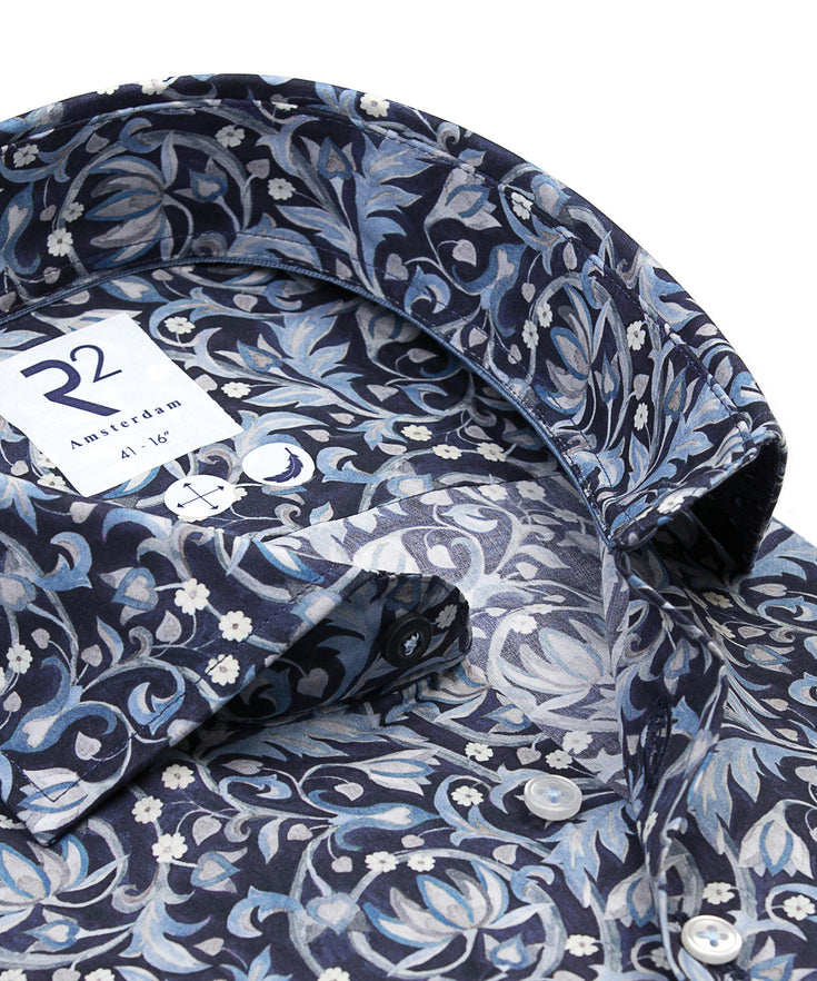 Print-Baumwollhemd 014 - Blue