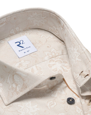 Melange jacquard overhemd 045 - Beige