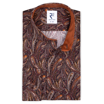 Paisley-Print Baumwoll-Stretchhemd 040 - Dark brown