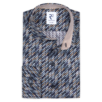 Chemise en coton stretch à imprimé graphique 010 - Navy