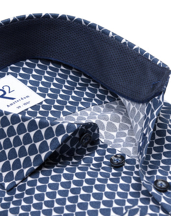 Grafik-Print Lyocellhemd 014 - Blue