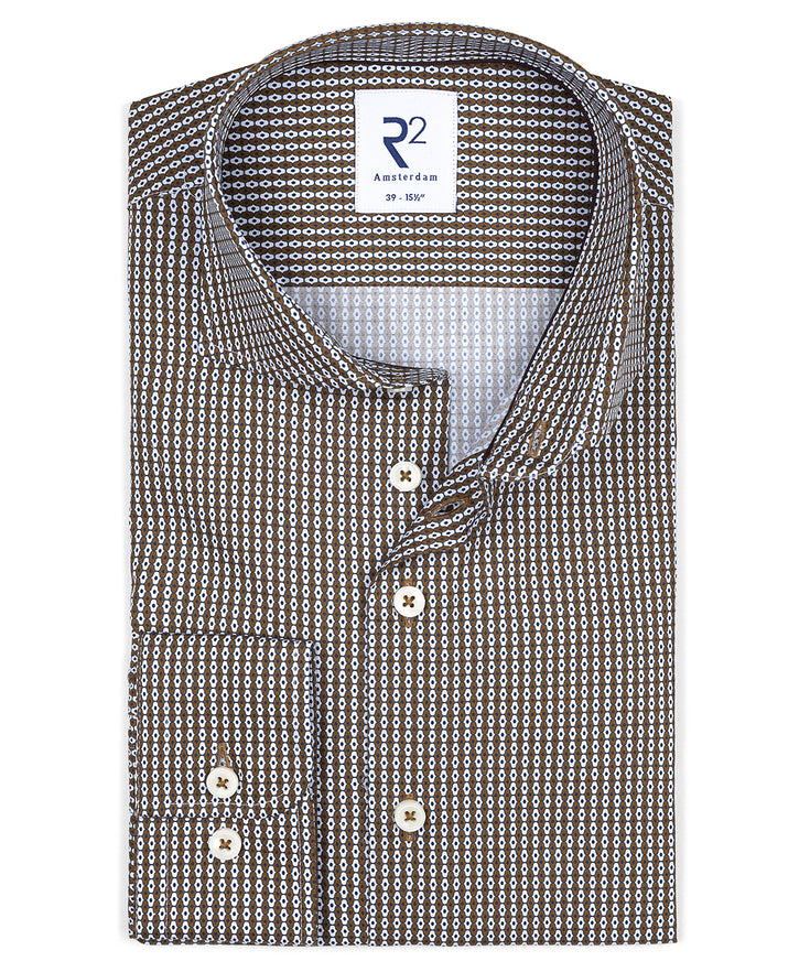 Print Baumwollhemd 041 - Brown