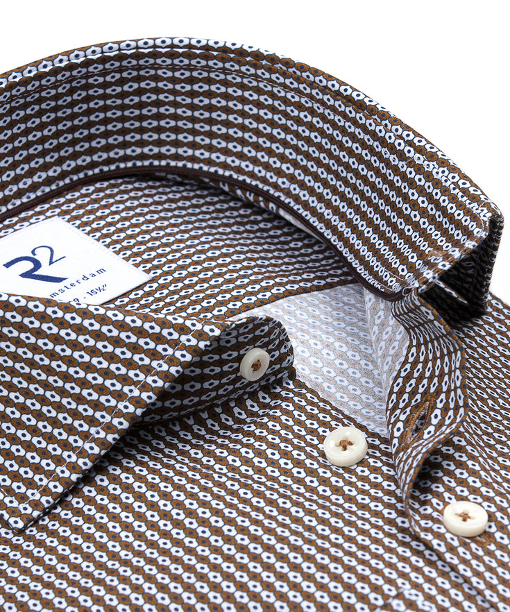 Print Baumwollhemd 041 - Brown