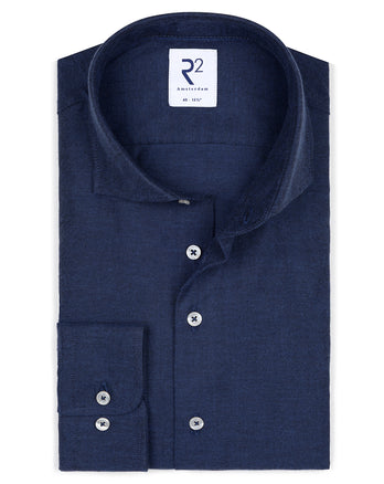 Baumwoll-Woll-Mix Hemd 010 - Navy