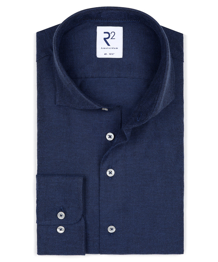 Baumwoll-Woll-Mix Hemd 010 - Navy
